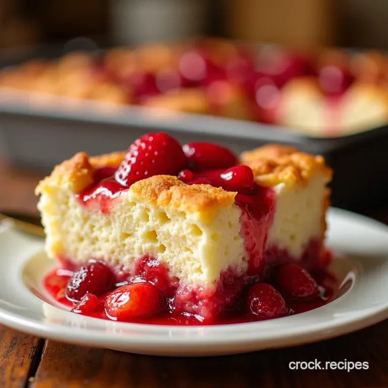 Irresistible Strawberry Cheesecake Dump Cake presentation