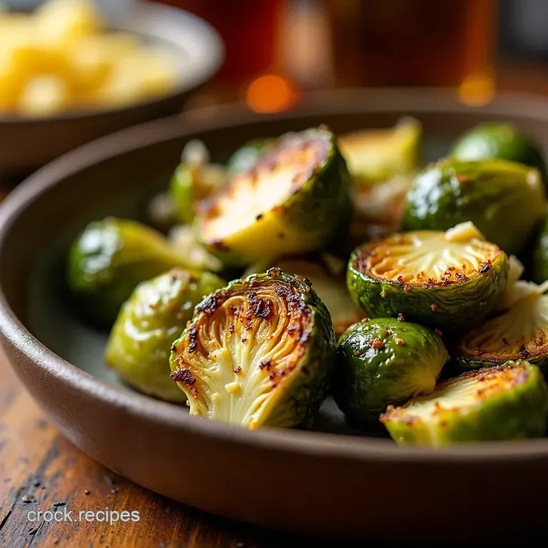 Irresistibly Crispy Garlic Parmesan Roasted Brussels Sprouts presentation