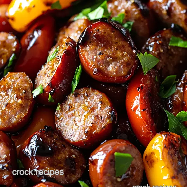 Italian Sausage and Peppers with Balsamic Glaze presentation