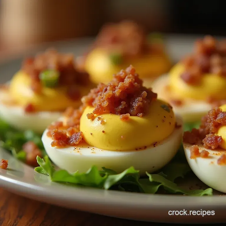 The Proper Kick Jalapeño Popper Deviled Eggs with Crispy Bacon Crumbles presentation