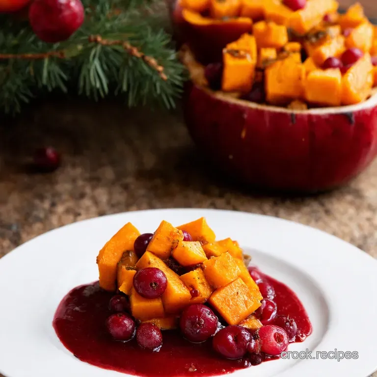 Jeweltoned Cranberryglazed Roasted Butternut Squash presentation
