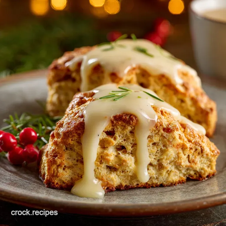 Keto Eggnog Scones: Fluffy Holiday Recipe with Brandy Butter Glaze presentation