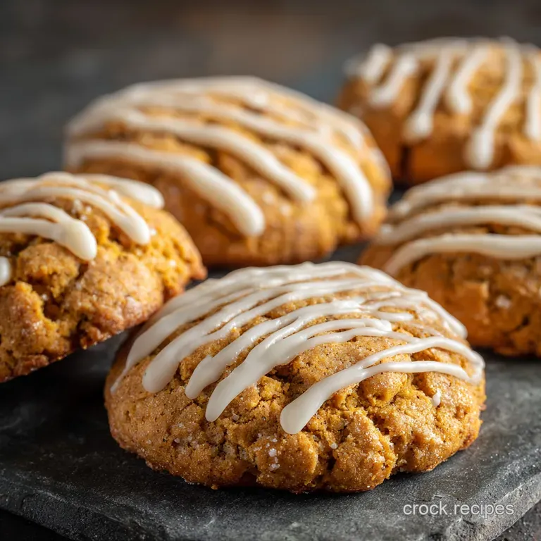Keto Pumpkin Cookies with Tangy Cream Cheese Glaze presentation