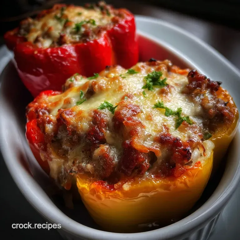 Keto Stuffed Peppers: Cheesy Beef Delight presentation