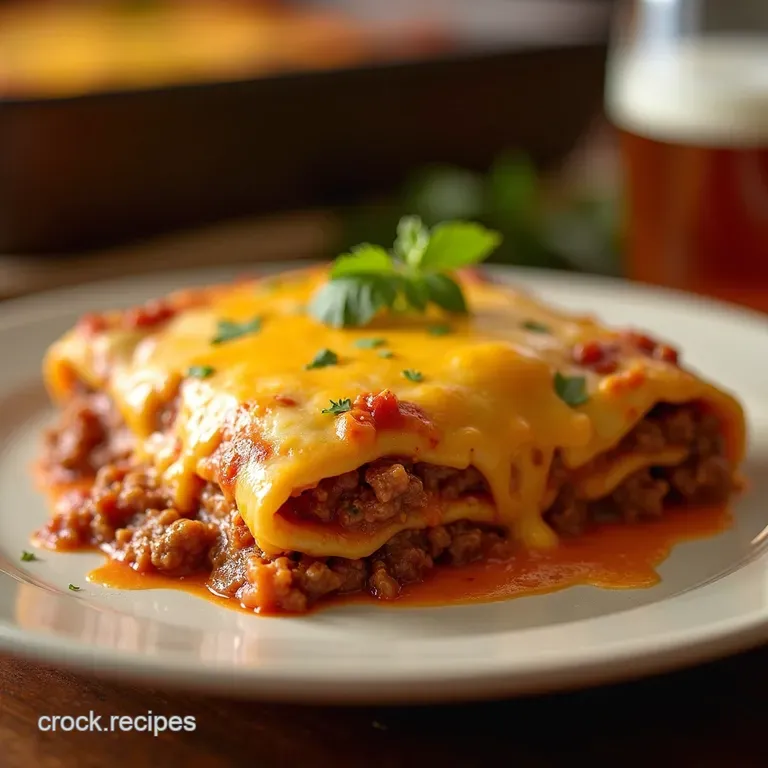 The Ultimate Weeknight Comfort Layered Cheesy Beef Enchilada Bake presentation