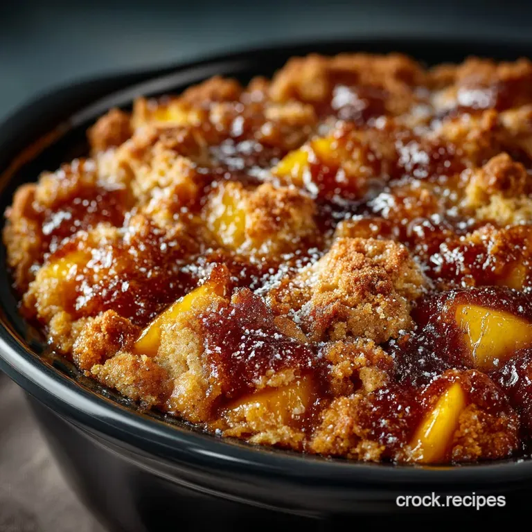 The Lazy Sunday Set It and Forget It Crock Pot Peach Cobbler