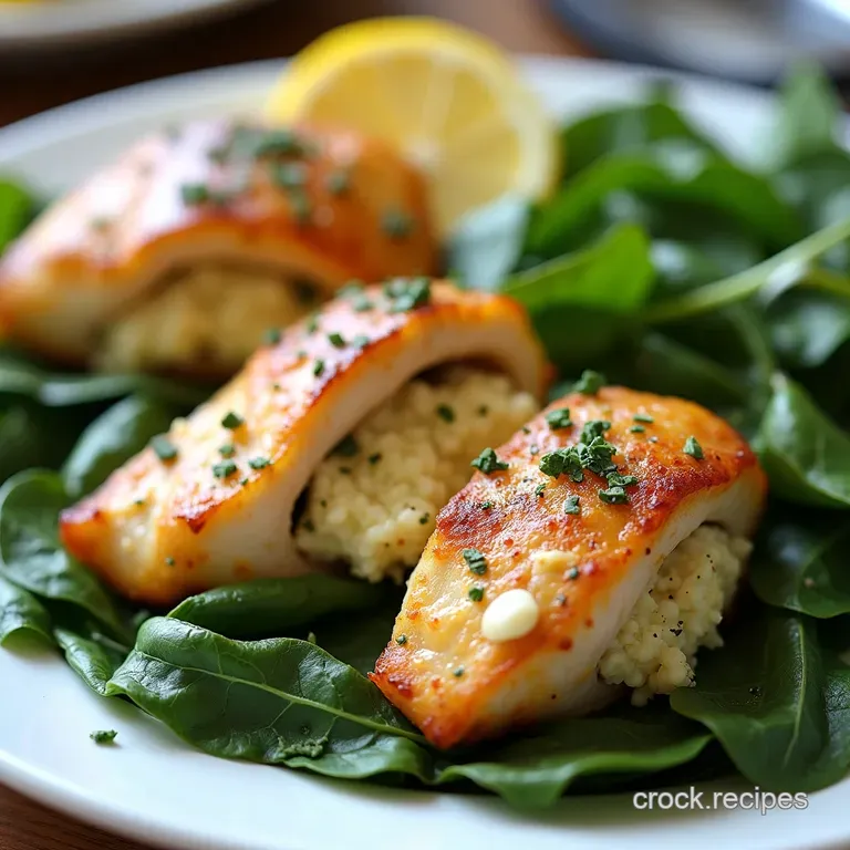SunKissed Lemon Feta Stuffed Chicken Breasts with Wilted Spinach