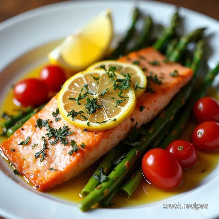 OnePan LemonHerb Salmon with Roasted Asparagus and Cherry Tomatoes