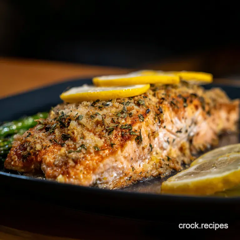 LemonHerb Crusted Salmon with Garlicky Roasted Asparagus