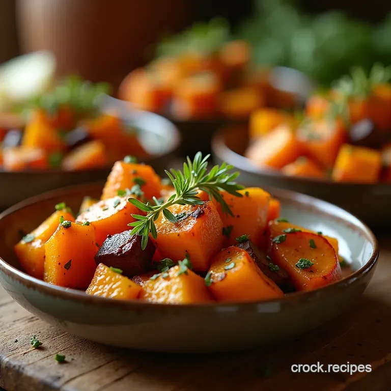 London Fog Roasted Root Vegetables with Maplethyme Glaze presentation