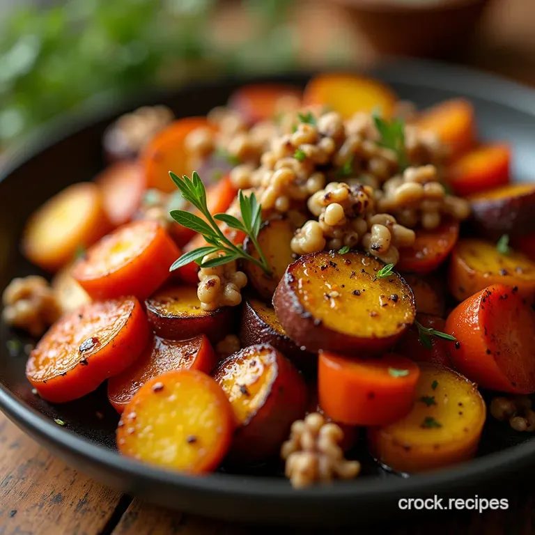 Maplethyme Roasted Root Vegetables with Toasted Walnuts presentation