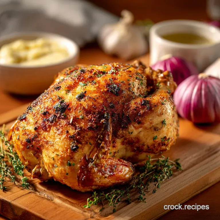 The Glorious Golden Bird Herbcrusted Mayonnaise Roasted Whole Chicken presentation