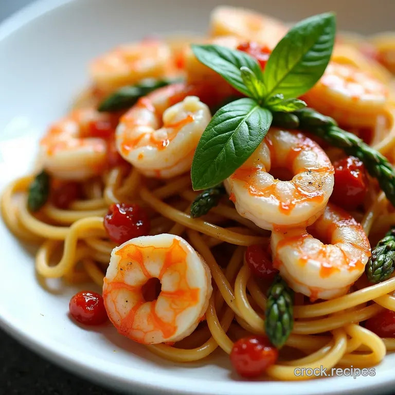 Mediterranean Shrimp Asparagus Pasta with SunDried Tomato Pesto