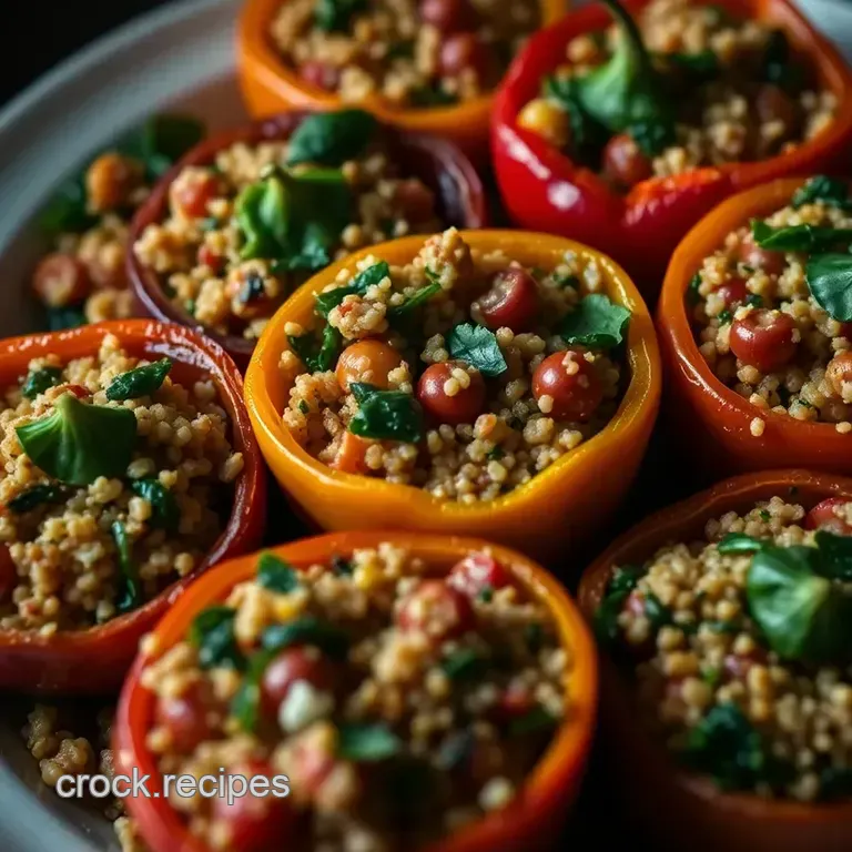 Mediterranean Stuffed Bell Peppers with Quinoa and Spinach presentation