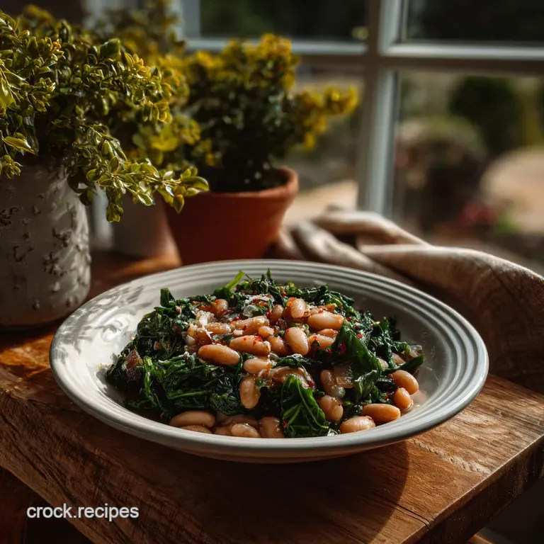 Mediterranean White Beans and Greens: Silky Garlic Broth