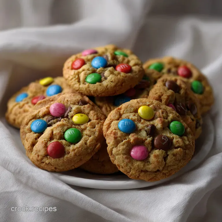 Arrangement of warm, soft-batch cookies on a rustic wooden plate, featuring a slight sheen and scattered, colorful candy p...