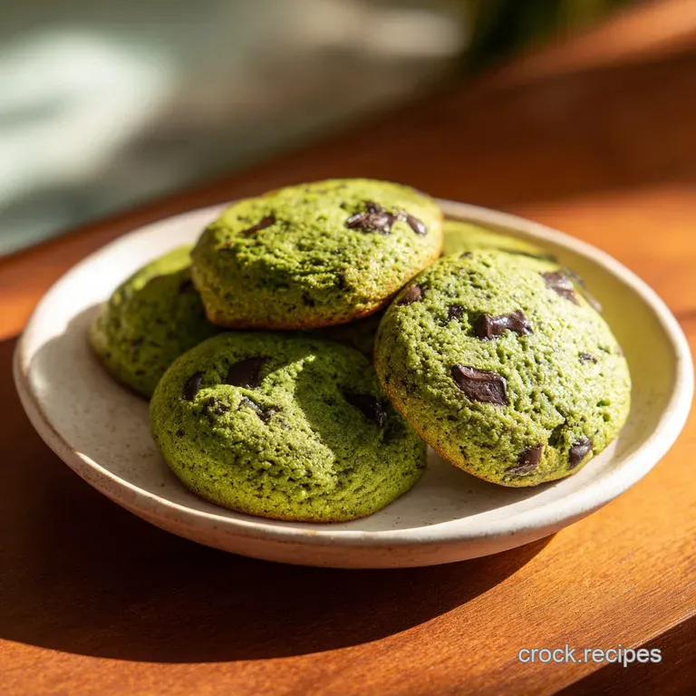 A stack of freshly baked cookies, gently blurred, with a few chips spilling out.