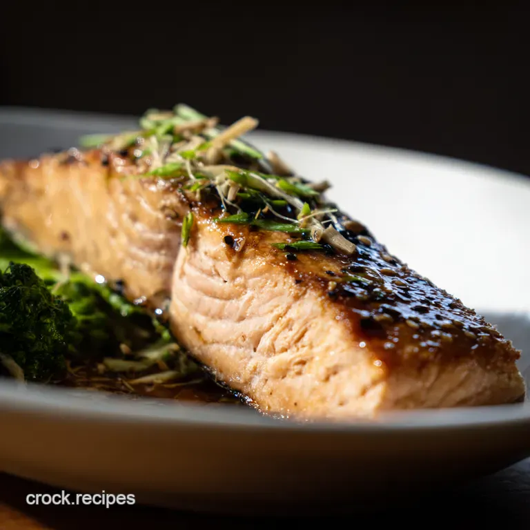 MisoGlazed Salmon with Sesame Ginger Greens presentation