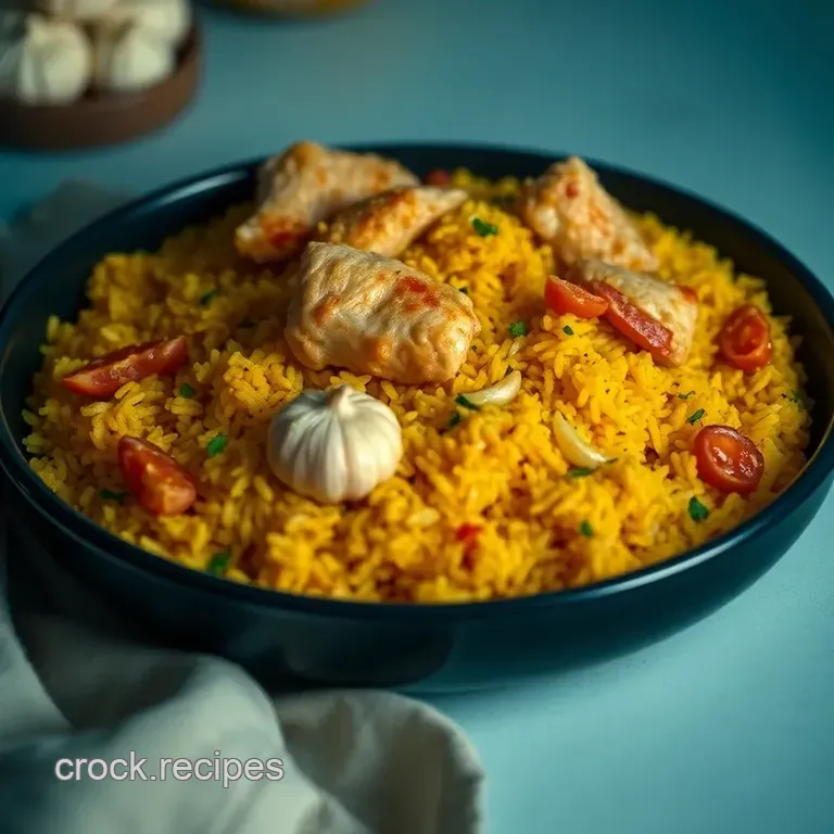 Morassa Polow Ba Morgh (Bejewelled Saffron Chicken Pilau) presentation