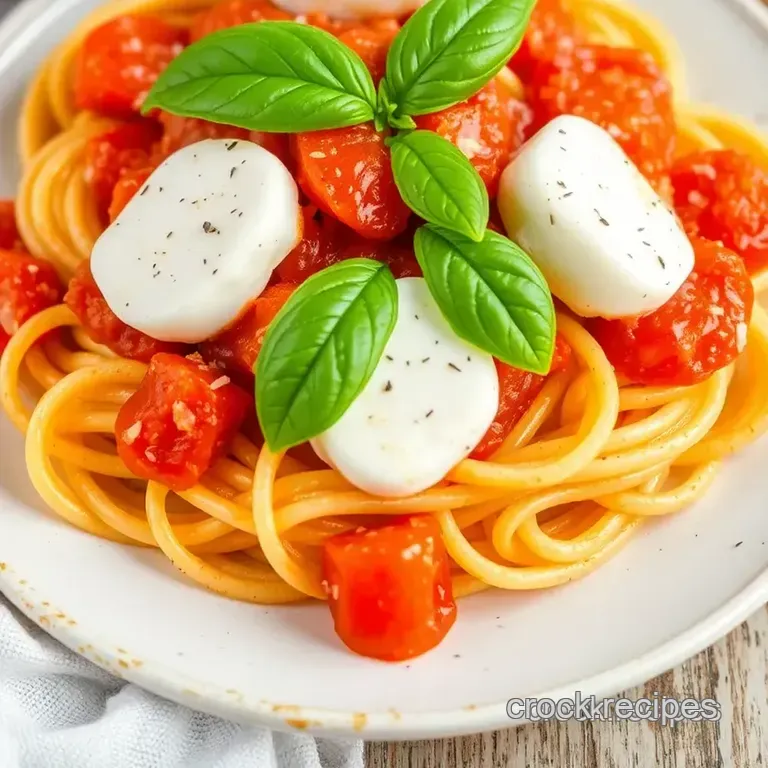 Mozzarella Sorrentini Pasta with Basil and Fresh Tomato Sauce presentation
