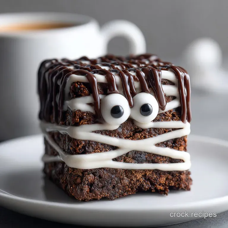 Healthy Halloween Mummy Brownie Gluten-Free Treat with Chocolate Drizzle