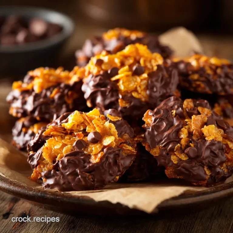 Chocolate Peanut Butter Cornflake Cookies: Easy No-Bake Crunch presentation