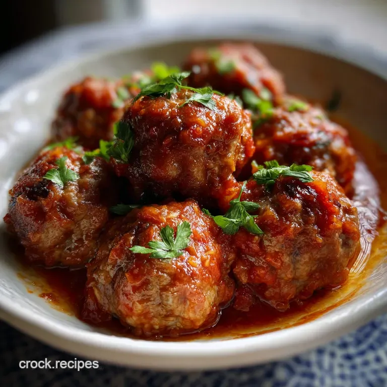 Italian Meatballs: Nonnas Tender Polpette Al Sugo presentation