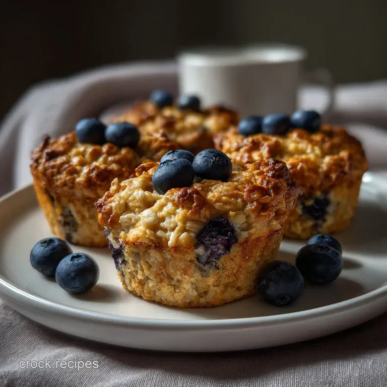 Baked Oatmeal Muffin with One Batter and Blueberries