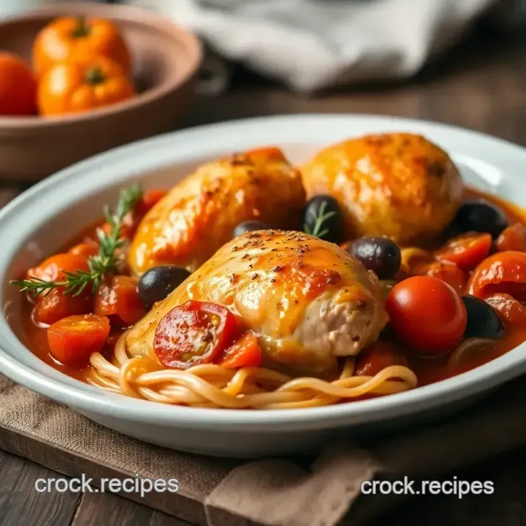 One-Pot Chicken with Fresh Tomatoes & Olives presentation