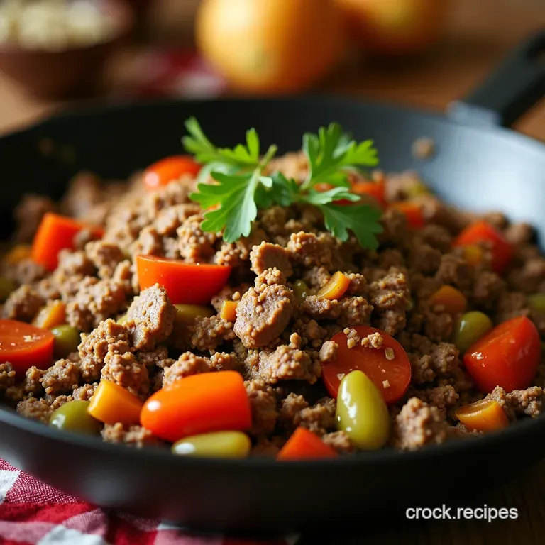 Onepan Wonder Healthy Ground Beef Veggie Skillet presentation