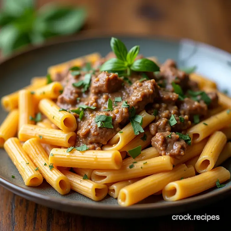 OnePot Creamy Beef Butter Garlic Pasta