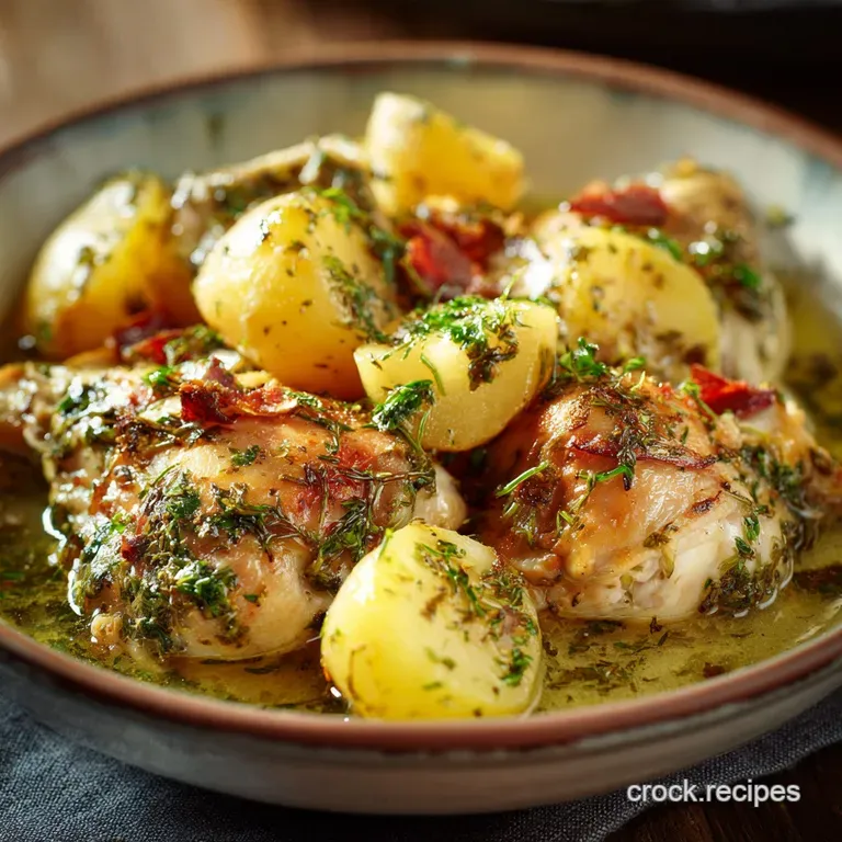 Onepot Slow Cooker Chicken with Potatoes Green Bea the Sunday Supper Fix presentation