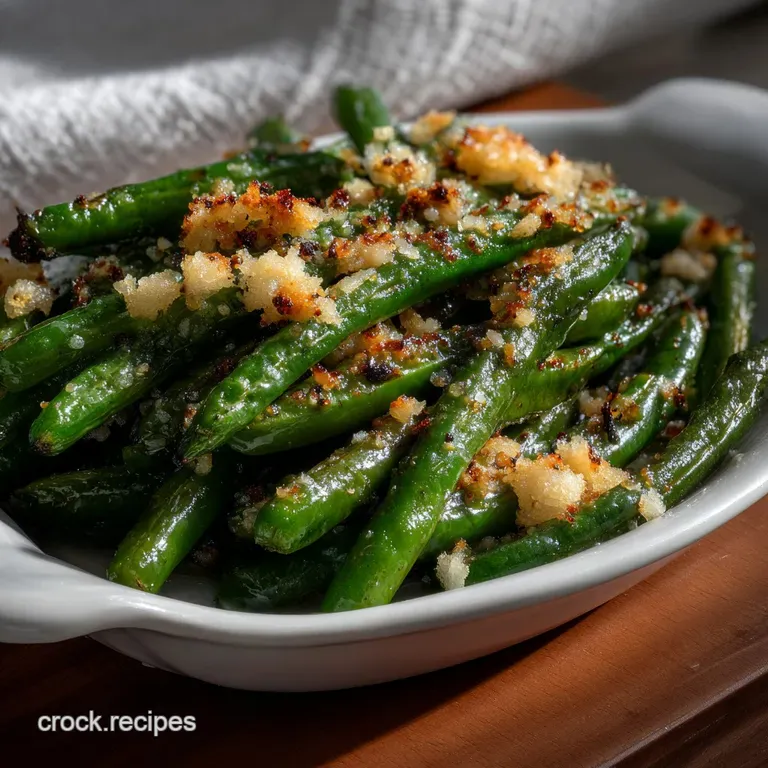 Thanksgiving Roasted Parmesan Garlic Green Beans presentation