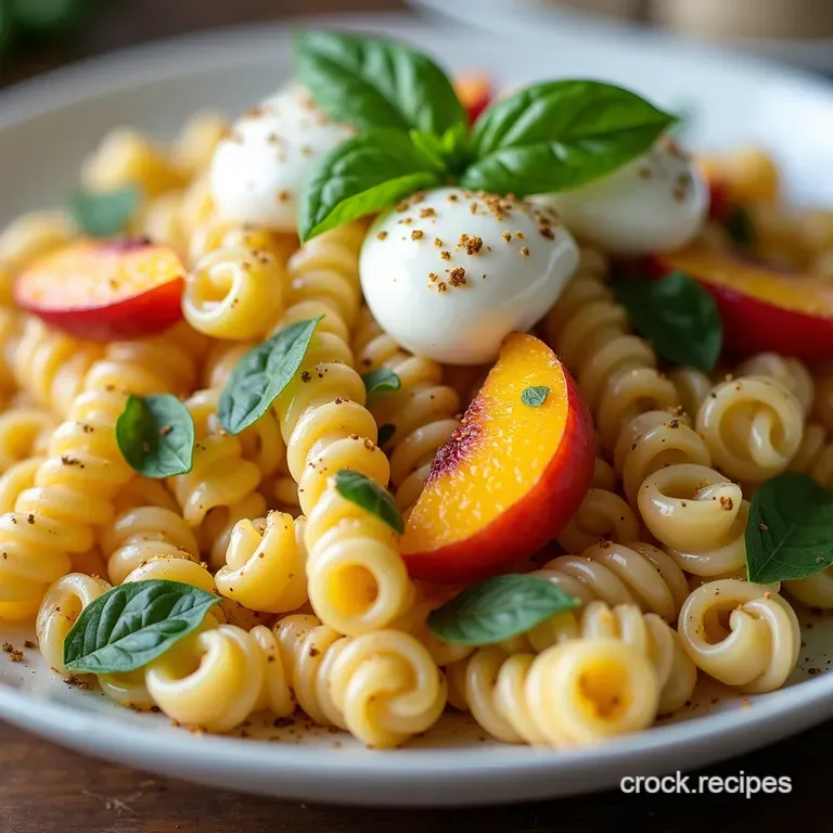 SunKissed Peach Creamy Burrata Pasta Salad with Basil Vinaigrette