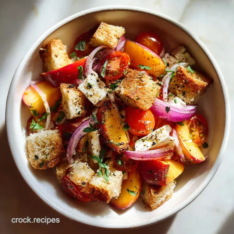 Peach Panzanella Salad Recipe with Burrata