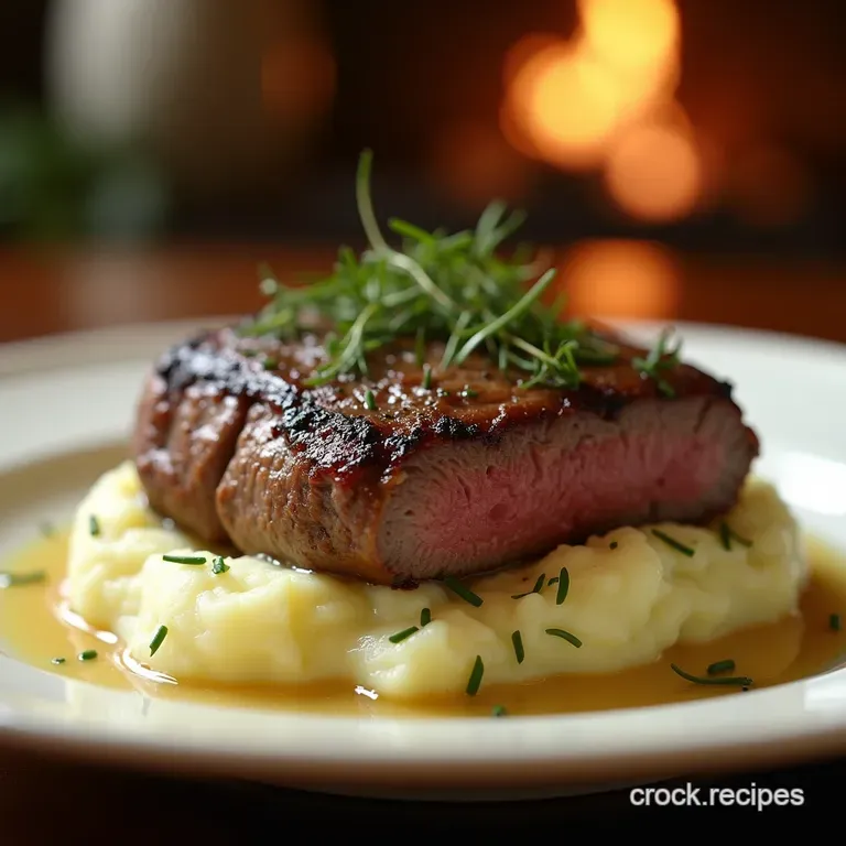 Steakhouse Secrets The Perfect PanSeared Sirloin with Silky Garlic and Chive Mashed Potatoes presentation