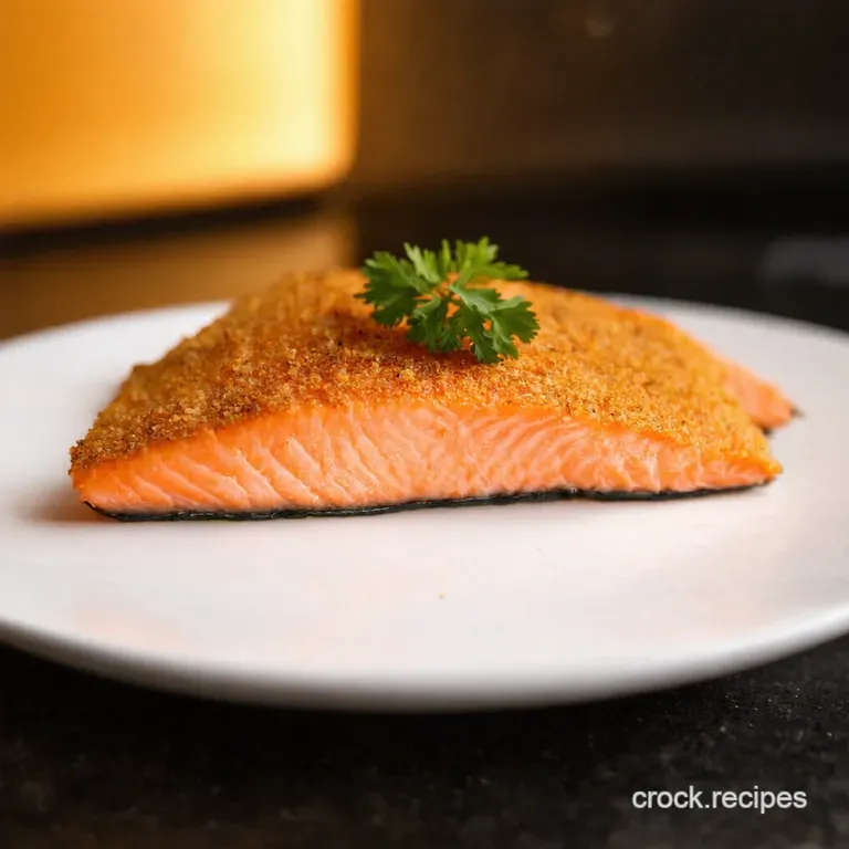 Perfectly Air Fried Salmon Crispy Skin Flaky Flesh presentation