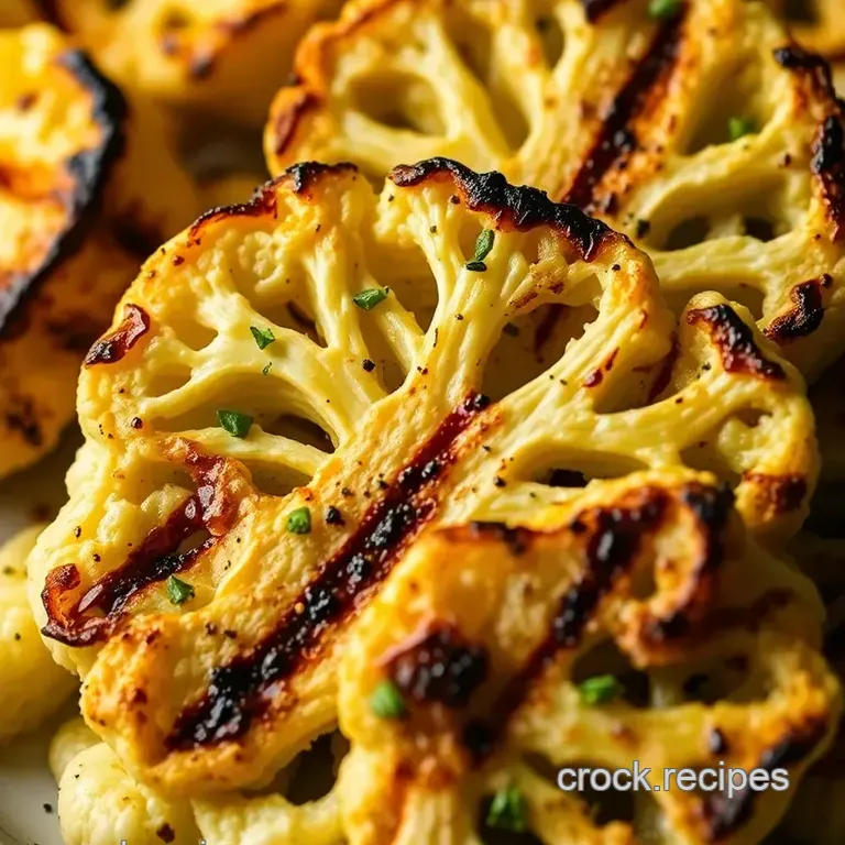 Perfectly Charred Grilled Cauliflower Steaks with Herbed Olive Oil presentation