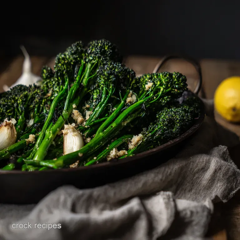 Perfectly Roasted Broccolini with Garlic and Lemon presentation