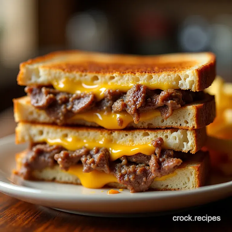 Philly Cheesesteak Grilled Cheese the Ultimate Meltdown presentation