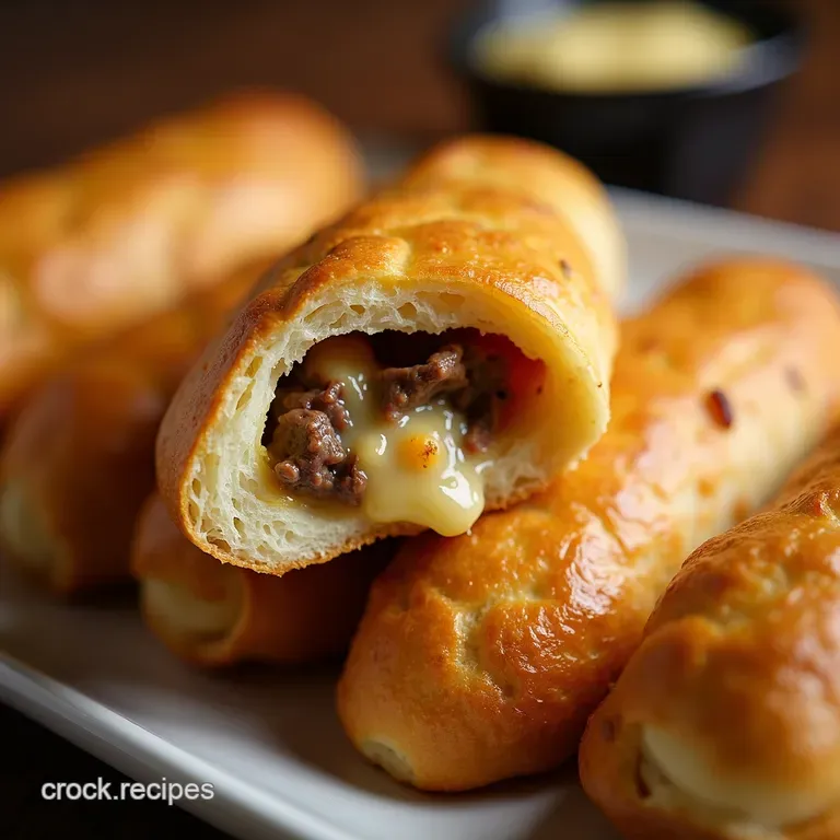 Philly Cheesesteak Stuffed Cheesy Breadsticks presentation