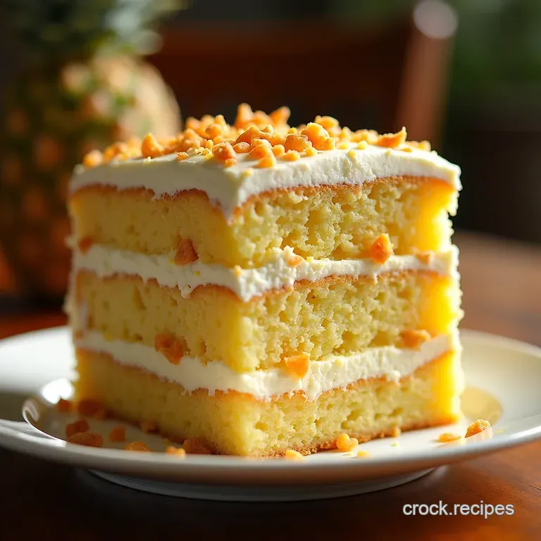 The Ultimate Island Ambrosia Cake UltraMoist Pineapple Coconut Layer Cake presentation