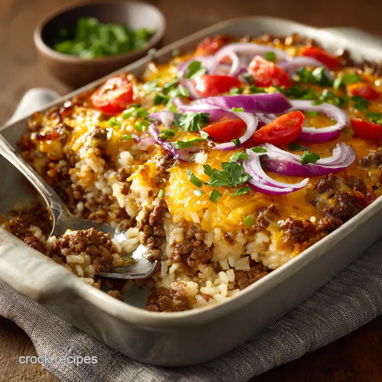 Texas Hash Casserole with Ground Beef and Rice: an Old-Fashioned Classic presentation
