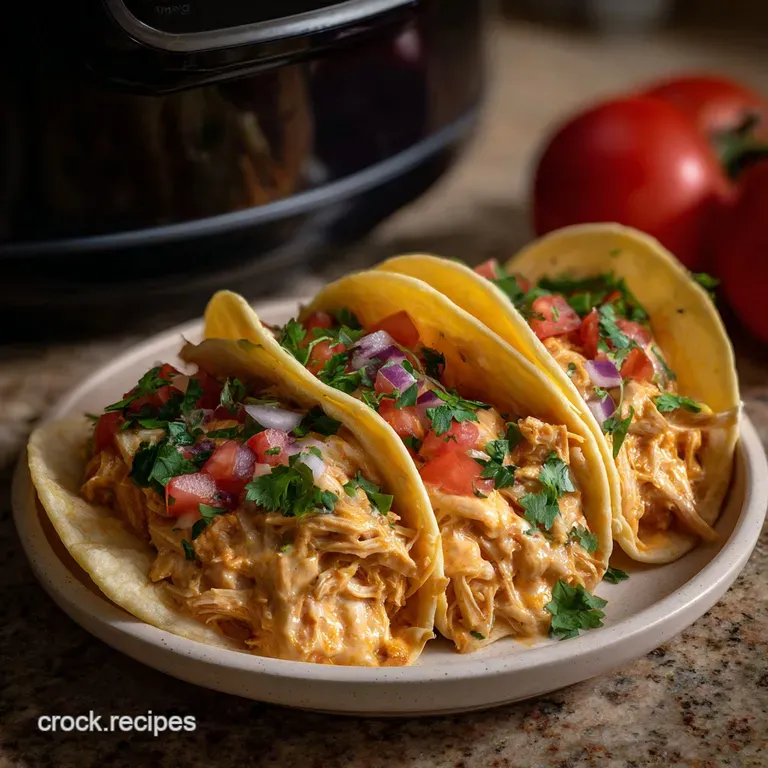 Velvety Slow Cooker Queso Chicken Tacos Recipe presentation