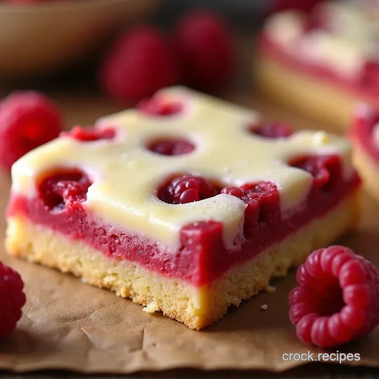 Raspberry Ripple White Chocolate Dream Bars presentation