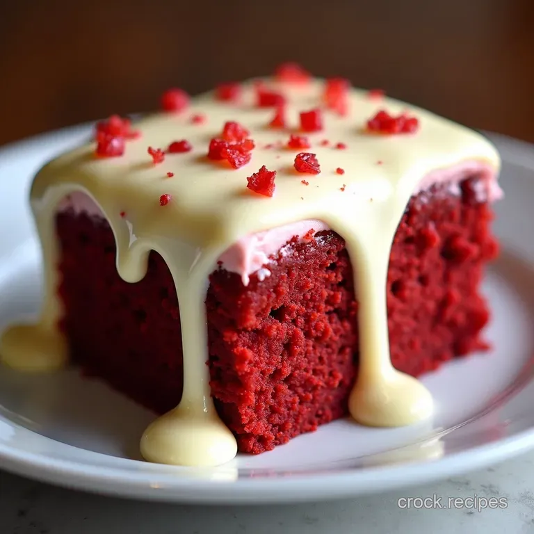 The Crimson Cascade Ultimate Red Velvet Poke Cake with Cream Cheese Drizzle