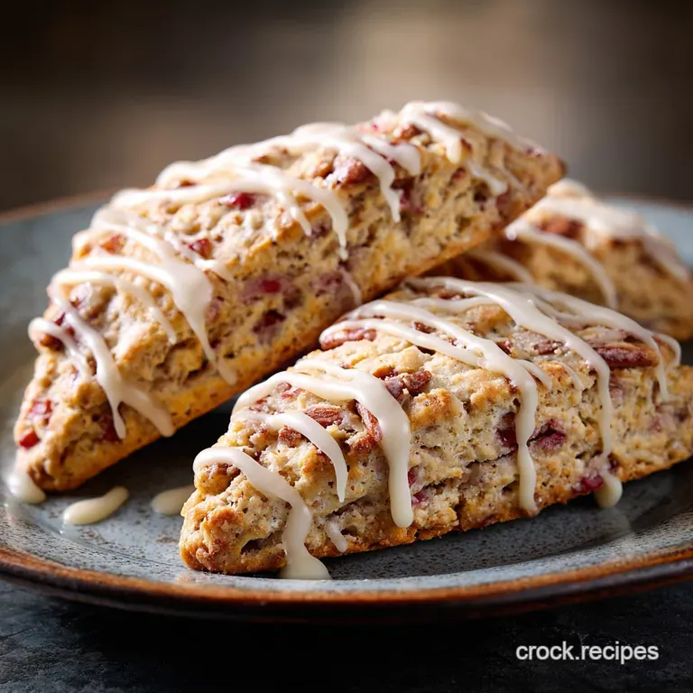 Rhubarb Pecan Scones Proper British Recipe with LemonCream Drizzle