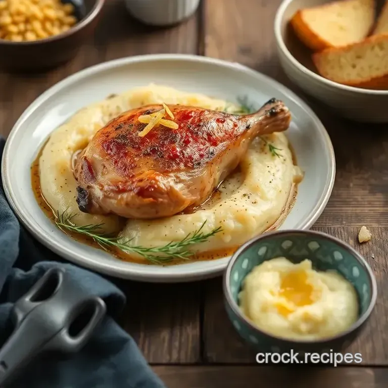 Crispy Roast Chicken & Creamy Parmesan Polenta presentation