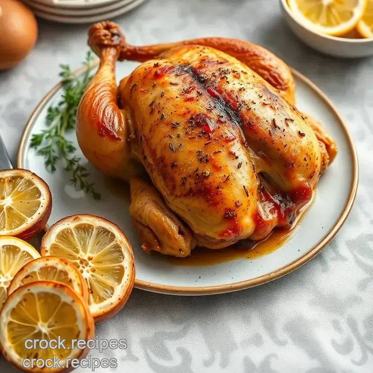 Simple and Succulent Roast Chicken with Garlic Lemon Toasts presentation