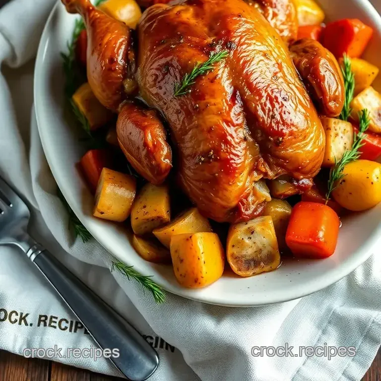 Golden Roast Guinea Fowl with Savory Veggies presentation